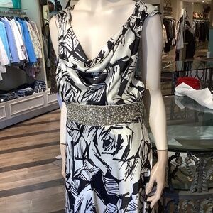Fabulous silk charmeuse dress  wrap silk shoulder to sequin beaded waist detail